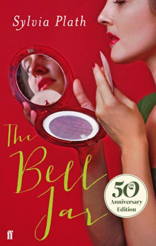 Book cover featuring a woman holding a compact mirror against a bright red background.