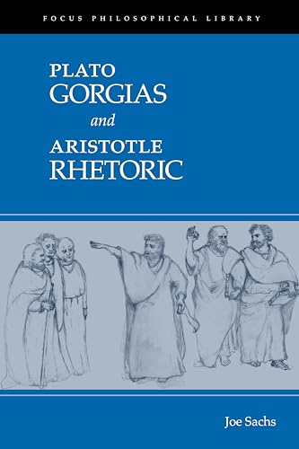 Book cover: “Gorgias and Rhetoric” with sketches of ancient philosophers.