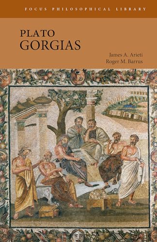 Book cover of Plato’s “Gorgias” featuring a mosaic-style illustration of men.