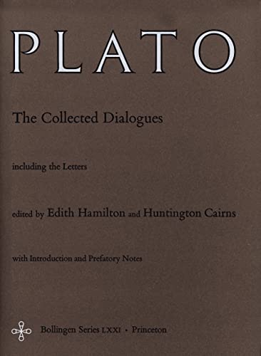 Dark brown book cover with white text: "Plato, The Collected Dialogues.