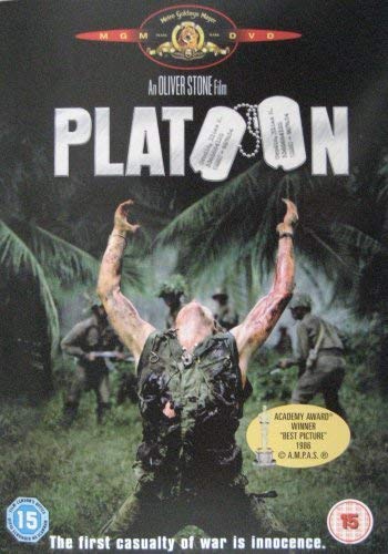 DVD cover for "Platoon" depicting soldiers in a jungle setting.