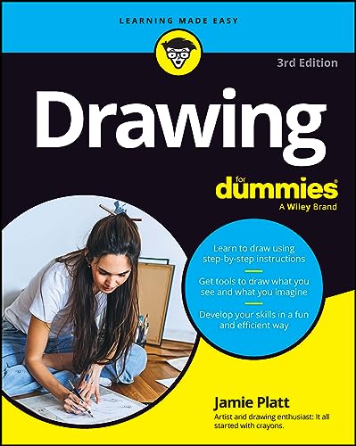 Book cover: "Drawing for Dummies," 3rd edition, with a woman drawing.