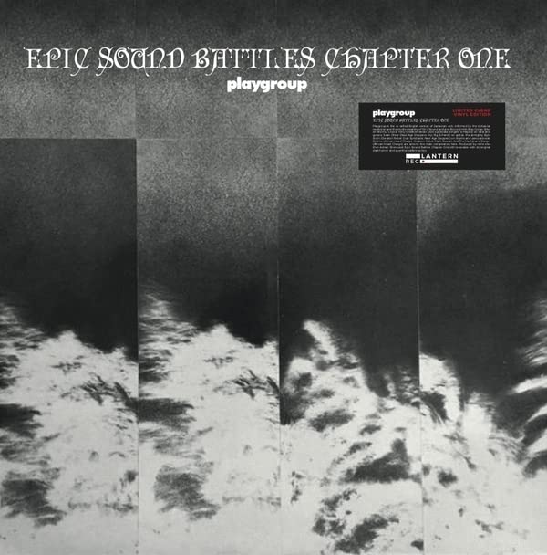 Vinyl record cover: abstract grayscale waves with text “Epic Sound Battle Chapter One”.