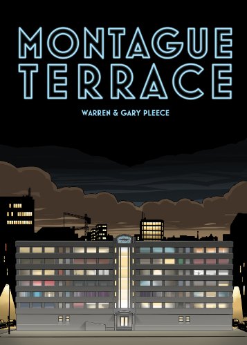 Book cover: “Montague Terrace” with a nighttime city skyline illustration.