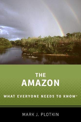 Book cover for “The Amazon” with a rainforest river and rainbow.