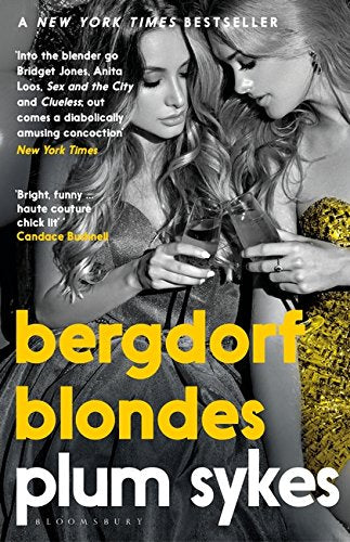 Book cover: two blonde women toasting with champagne, title "Bergdorf Blondes".