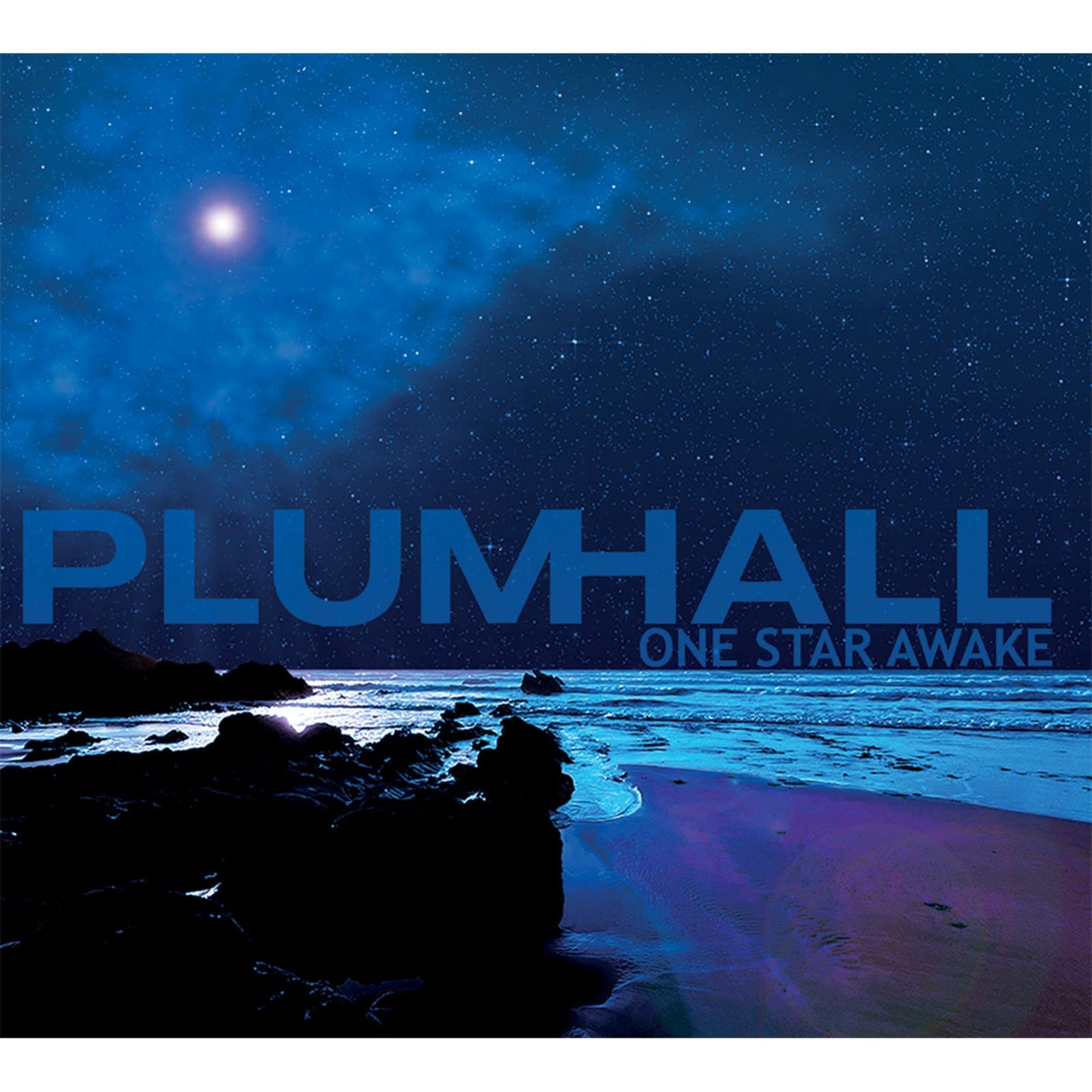 CD cover for Plumhall’s “One Star Awake” with a nighttime beach scene.
