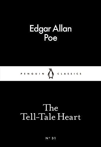 Black book cover with white text: "Edgar Allan Poe, The Tell-Tale Heart".