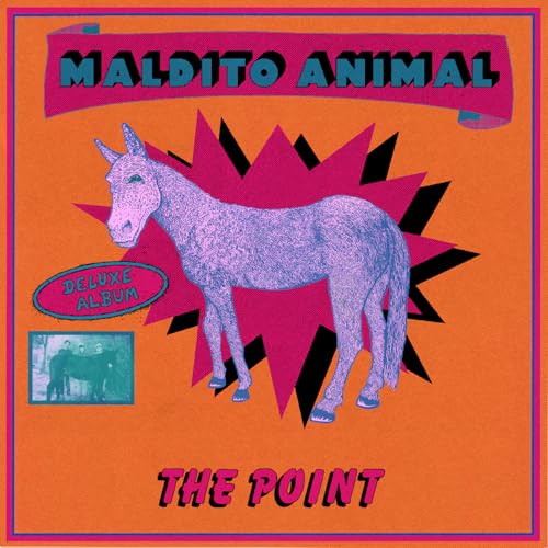 Album cover for "Maldito Animal" by The Point, featuring a purple donkey.