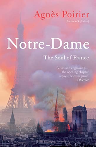 Book cover depicting Notre-Dame engulfed in flames with the Eiffel Tower.