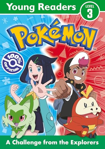 Pokémon book cover featuring two trainers and their Pokémon partners.
