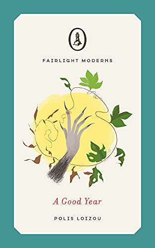 Book cover with hand illustration, yellow circle, and green leaves.