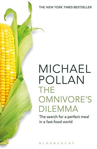 Book cover featuring corn on the cob and title “The Omnivore’s Dilemma.”