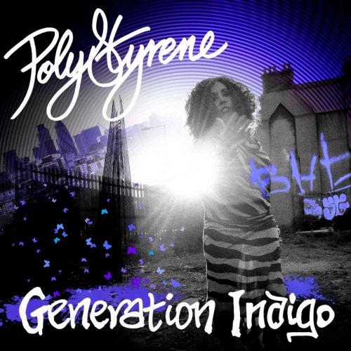 Poly Styrene album cover, a woman with curly hair in front of graffiti.