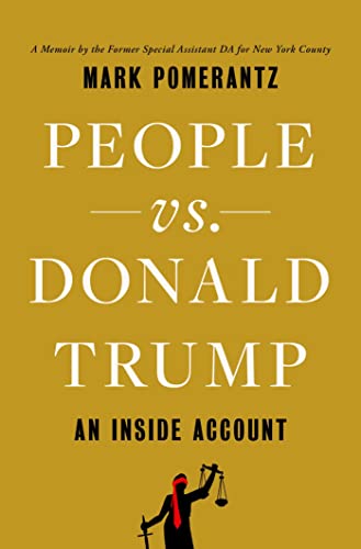 Book cover: "People vs. Donald Trump" with scales of justice illustration.