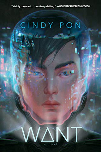 Book cover: young man inside a futuristic, glowing helmet.