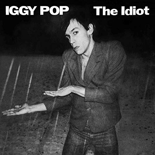 Iggy Pop album cover, "The Idiot," featuring a black and white portrait.