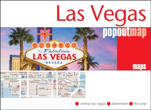 Las Vegas popout map featuring the Welcome to Las Vegas sign and street map.