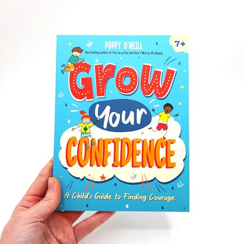 Book cover with colorful title "Grow Your Confidence" and illustrated children.