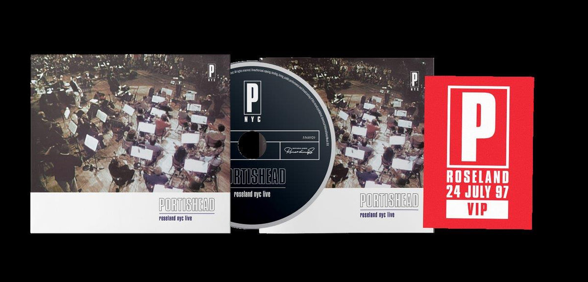 Portishead Roseland NYC Live CD packaging with band logo and concert details.