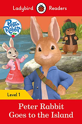 Peter Rabbit and friends by a river, book cover illustration.