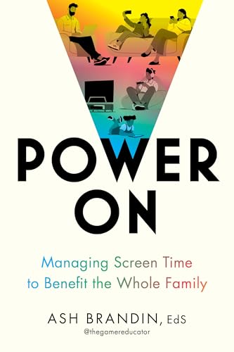 Book cover for "Power On" depicting people using devices, with large text.