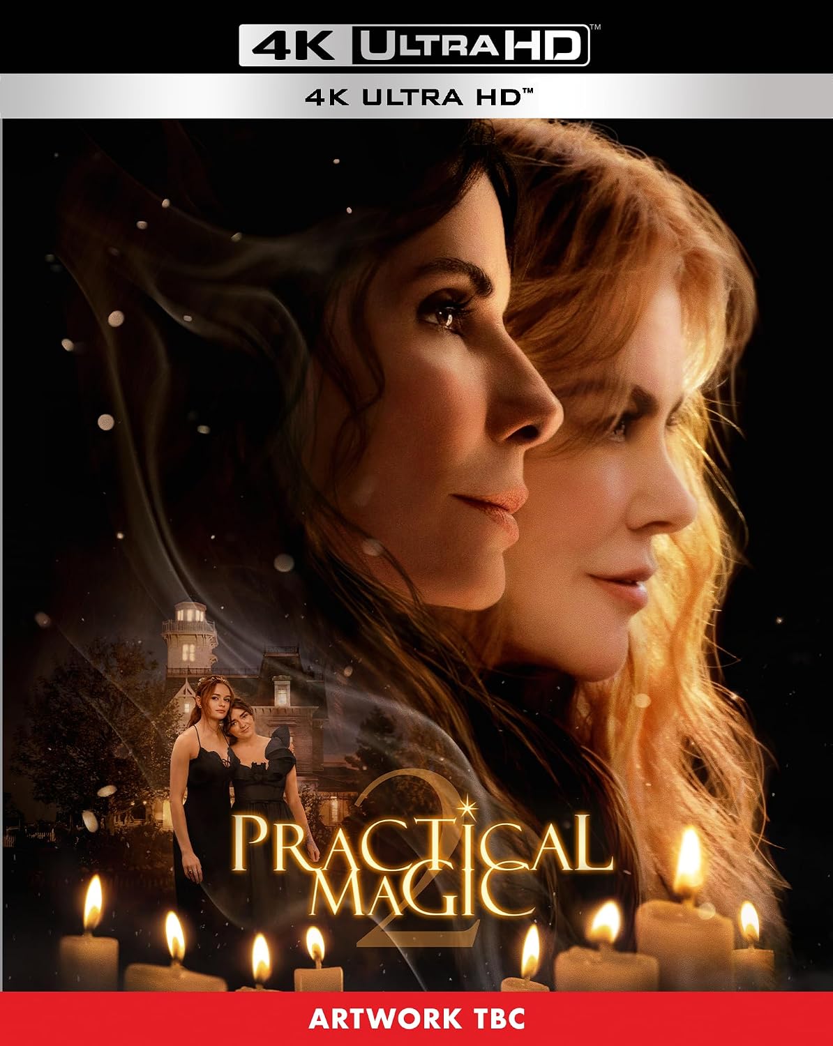 Practical Magic 2" 4K Blu-ray cover featuring a woman's face and a house.