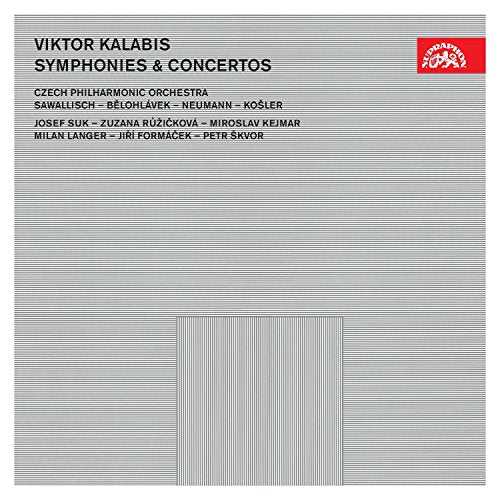 CD cover for Viktor Kalabis Symphonies & Concertos with text on grey horizontal lines.