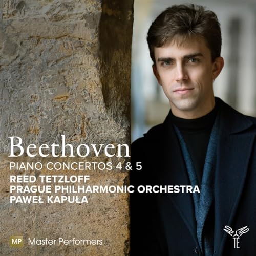 CD cover featuring a portrait of pianist Reed Tetzloff and Beethoven’s name.
