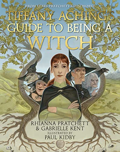 Book cover: young witch Tiffany Aching with ghostly figures, tree branches.