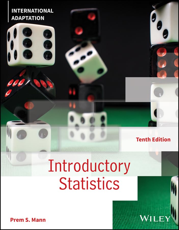 Textbook cover with dice imagery, titled "Introductory Statistics.