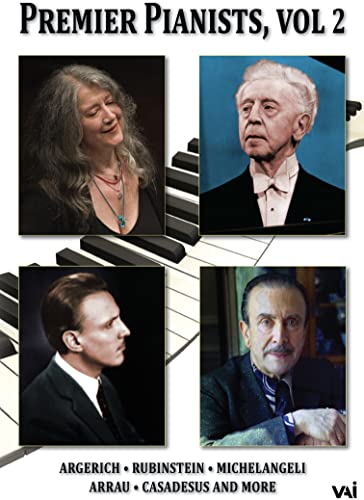 DVD cover featuring portraits of four classical pianists: Argerich, Rubinstein, and more.