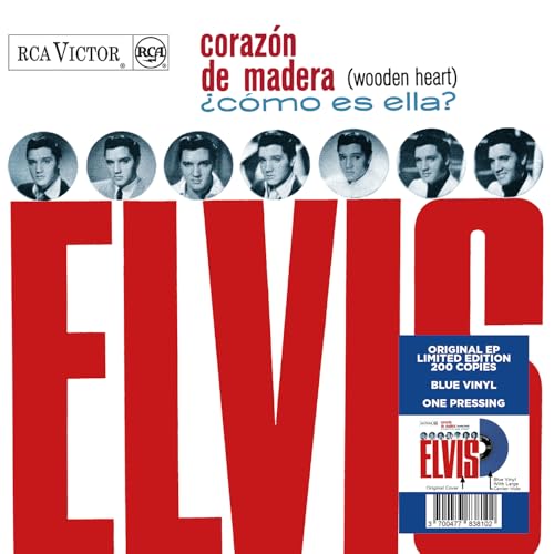 Elvis Presley EP cover, red and white design, multiple portraits.
