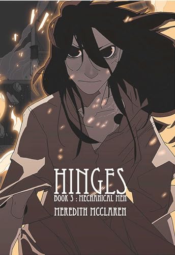 Book cover: illustrated young person with long dark hair, title "Hinges.