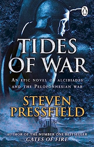 Book cover: āTides Of Warā featuring a Spartan helmet and stormy sea.