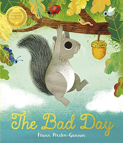 Squirrel clinging to a branch with insects and leaves, book cover.