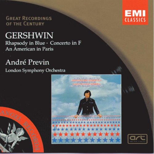 CD cover for Gershwin recordings by André Previn and the London Symphony Orchestra.