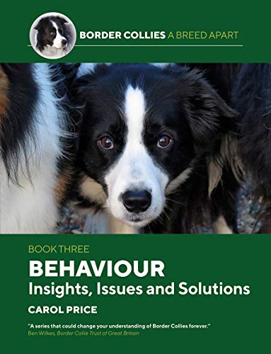 Book cover featuring a black and white Border Collie with green background text.