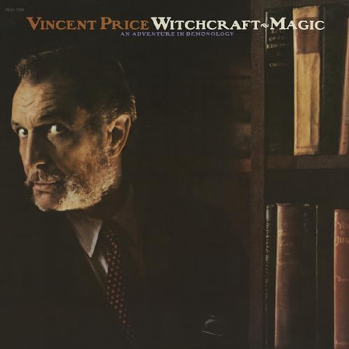 Vincent Price portrait on CD cover with books in background.