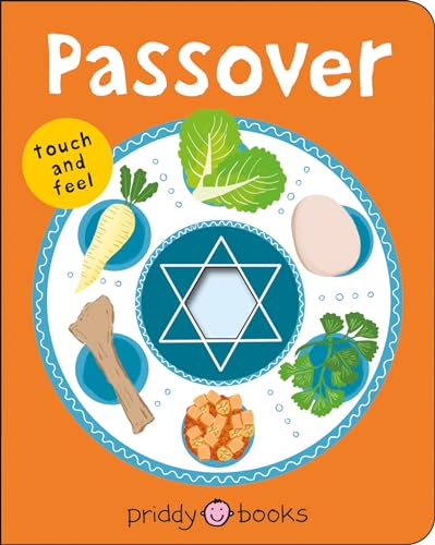 Passover book cover with Seder plate imagery and textured elements.