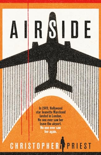 Book cover: "Airside" with a silhouetted airplane and a lone figure.