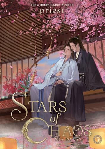 Novel cover featuring two men in traditional clothing amidst pink blossoms.