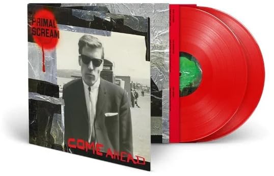 Primal Scream "Come Ahead" vinyl record with red and white discs.