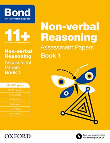 Yellow book cover with "11+ Non-Verbal Reasoning" text and a butterfly illustration.