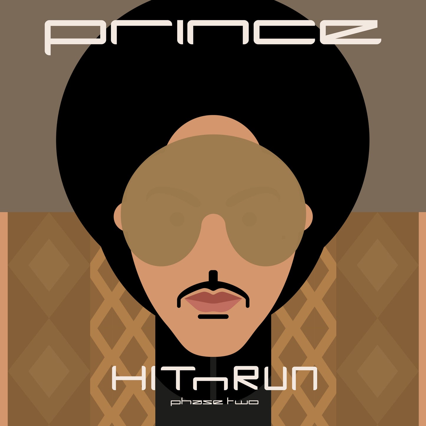 Prince portrait in stylized graphic design for "HitNRun Phase Two" vinyl.