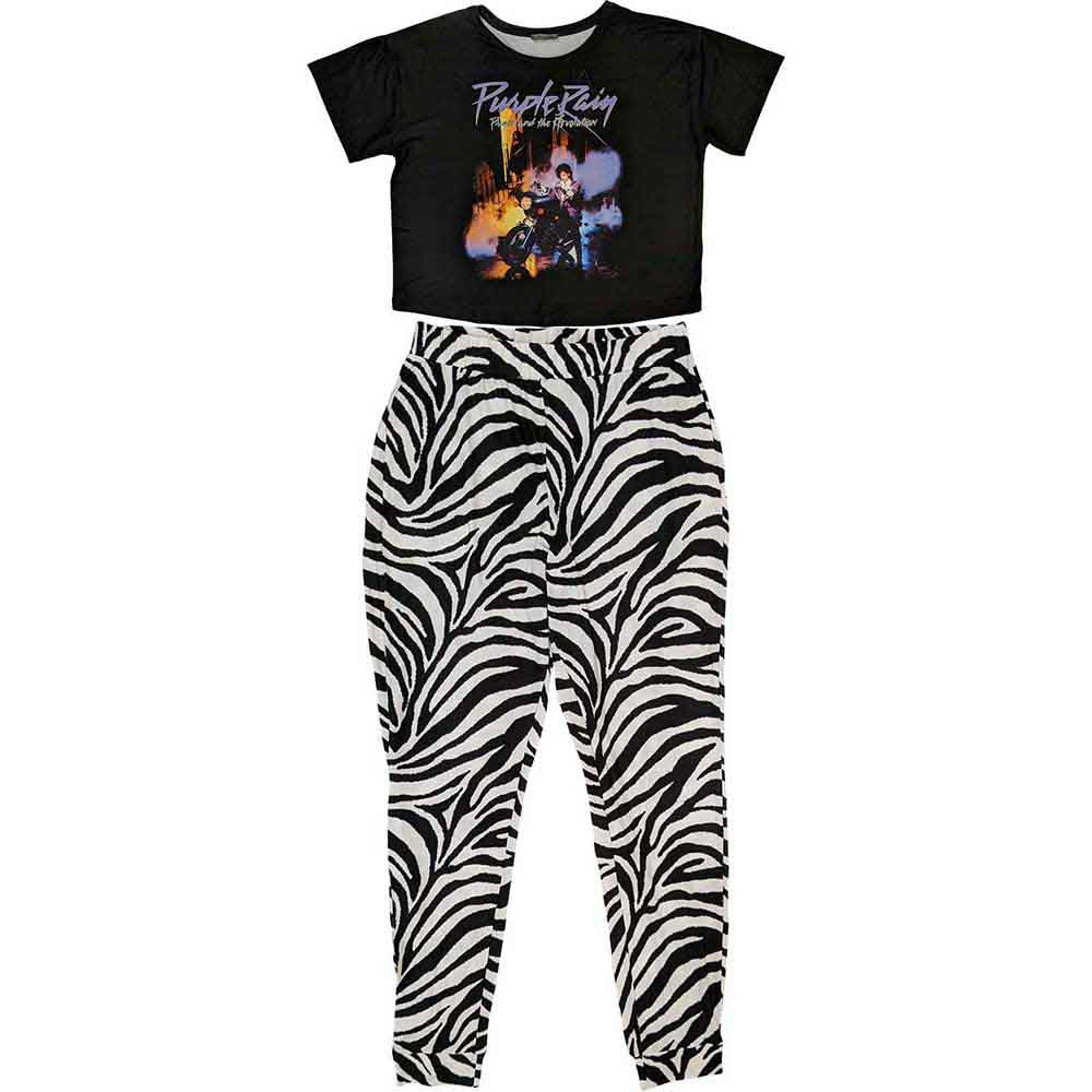 Purple ladies pyjama set featuring a Prince-themed design in a size medium.