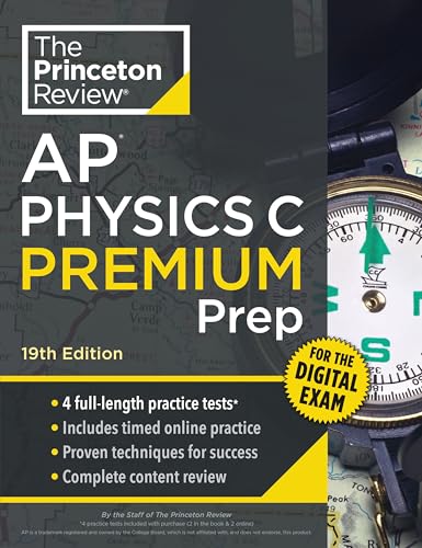 AP Physics C prep book cover with compass and map background.