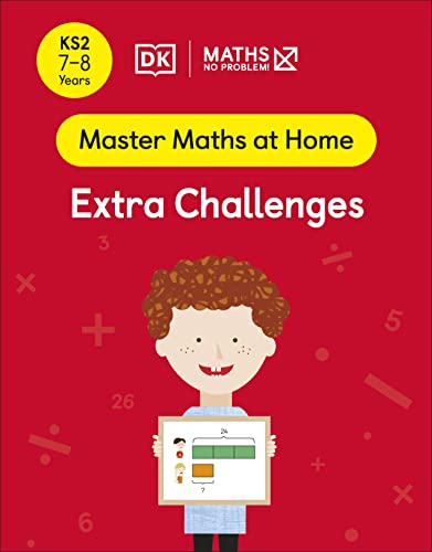 Red book cover with cartoon child holding a maths problem board.