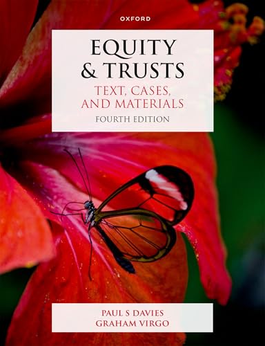 Book cover for Equity & Trusts featuring a glasswing butterfly on a red flower.