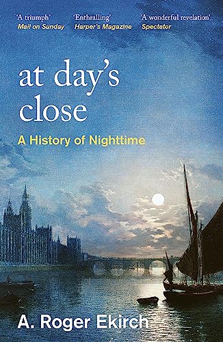 Book cover of At Day's Close showing a moonlit river scene with a sailboat.